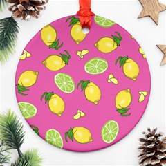 Lemons And Limes Pink Ornament (Round)