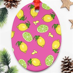 Lemons And Limes Pink Ornament (Oval)