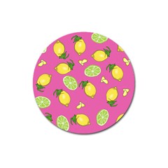 Lemons And Limes Pink Magnet 3  (Round)