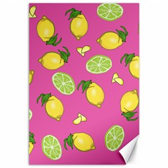 Lemons And Limes Pink Canvas 12  x 18  