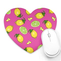 Lemons And Limes Pink Heart Mousepads