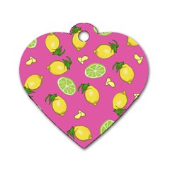 Lemons And Limes Pink Dog Tag Heart (One Side)