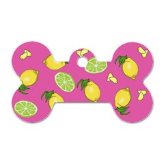 Lemons And Limes Pink Dog Tag Bone (Two Sides)