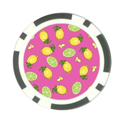 Lemons And Limes Pink Poker Chip Card Guard