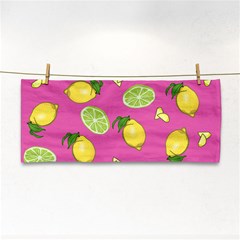 Lemons And Limes Pink Hand Towel