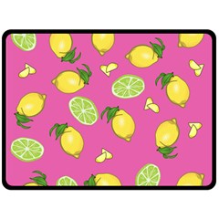 Lemons And Limes Pink Fleece Blanket (Large) 