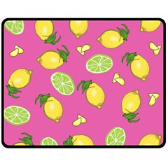 Lemons And Limes Pink Fleece Blanket (Medium) 