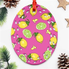 Lemons And Limes Pink Ornament (Oval Filigree)