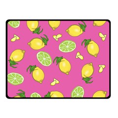 Lemons And Limes Pink Double Sided Fleece Blanket (Small) 