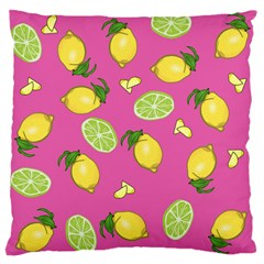 Lemons And Limes Pink Large Flano Cushion Case (One Side)