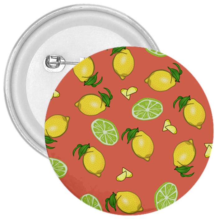 Lemons And Limes Peach 3  Buttons