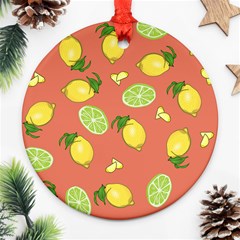 Lemons And Limes Peach Ornament (round) by snowwhitegirl