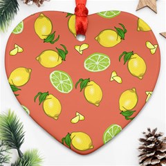 Lemons And Limes Peach Ornament (heart) by snowwhitegirl