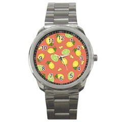 Lemons And Limes Peach Sport Metal Watch by snowwhitegirl