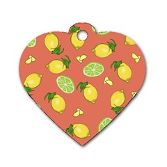 Lemons And Limes Peach Dog Tag Heart (two Sides) by snowwhitegirl