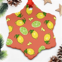 Lemons And Limes Peach Snowflake Ornament (two Sides) by snowwhitegirl