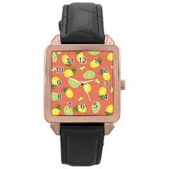 Lemons And Limes Peach Rose Gold Leather Watch  by snowwhitegirl