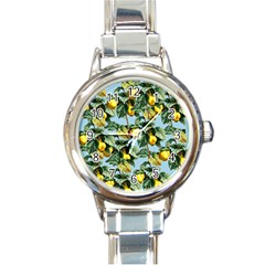 Fruit Branches Blue Round Italian Charm Watch by snowwhitegirl