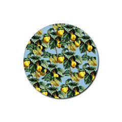 Fruit Branches Blue Rubber Coaster (round)  by snowwhitegirl