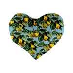 Fruit Branches Blue Standard 16  Premium Flano Heart Shape Cushions Back