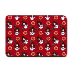 Girl With Dress Red Small Doormat  by snowwhitegirl