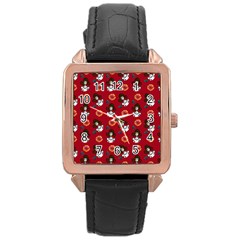 Girl With Dress Red Rose Gold Leather Watch  by snowwhitegirl