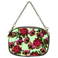 Lazy Cat Floral Pattern Green Chain Purse (two Sides) by snowwhitegirl