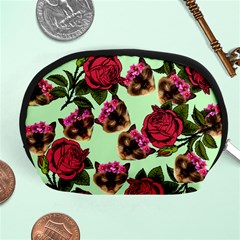 Lazy Cat Floral Pattern Green Accessory Pouch (medium) by snowwhitegirl