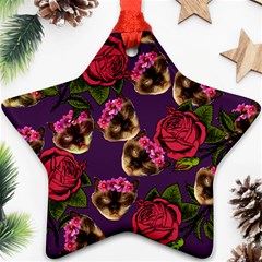 Lazy Cat Floral Pattern Purple Ornament (star) by snowwhitegirl