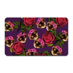 Lazy Cat Floral Pattern Purple Magnet (rectangular) by snowwhitegirl