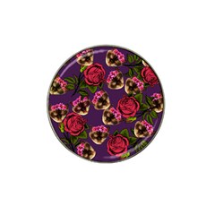 Lazy Cat Floral Pattern Purple Hat Clip Ball Marker (4 Pack) by snowwhitegirl