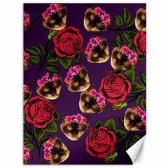 Lazy Cat Floral Pattern Purple Canvas 36  X 48   by snowwhitegirl