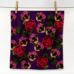 Lazy Cat Floral Pattern Purple Face Towel by snowwhitegirl