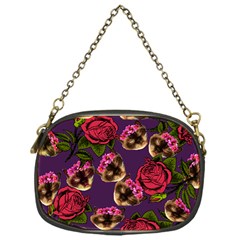 Lazy Cat Floral Pattern Purple Chain Purse (one Side) by snowwhitegirl