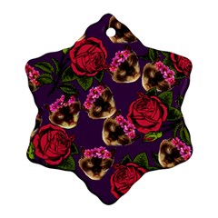 Lazy Cat Floral Pattern Purple Ornament (snowflake)