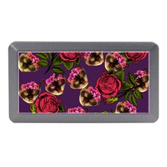 Lazy Cat Floral Pattern Purple Memory Card Reader (mini) by snowwhitegirl