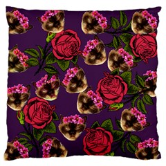 Lazy Cat Floral Pattern Purple Standard Flano Cushion Case (two Sides) by snowwhitegirl