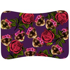 Lazy Cat Floral Pattern Purple Velour Seat Head Rest Cushion by snowwhitegirl