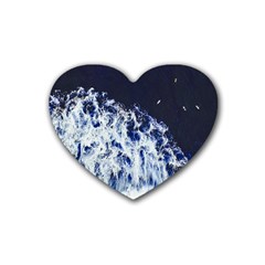 Blue Waves Sea Rubber Coaster (heart)  by snowwhitegirl