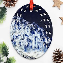 Blue Waves Sea Oval Filigree Ornament (two Sides) by snowwhitegirl