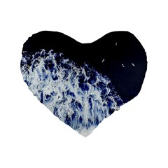 Blue Waves Sea Standard 16  Premium Heart Shape Cushions by snowwhitegirl