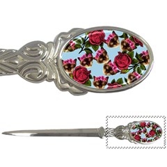 Lazy Cat Floral Pattern Blue Letter Opener by snowwhitegirl