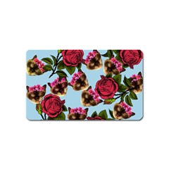 Lazy Cat Floral Pattern Blue Magnet (name Card) by snowwhitegirl