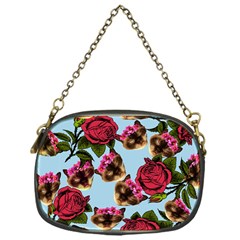 Lazy Cat Floral Pattern Blue Chain Purse (one Side) by snowwhitegirl