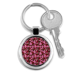 Lazy Cat Floral Pattern Pink Polka Key Chains (round)  by snowwhitegirl