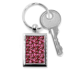 Lazy Cat Floral Pattern Pink Polka Key Chains (rectangle)  by snowwhitegirl