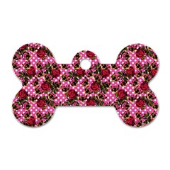 Lazy Cat Floral Pattern Pink Polka Dog Tag Bone (one Side) by snowwhitegirl