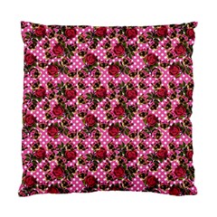 Lazy Cat Floral Pattern Pink Polka Standard Cushion Case (one Side) by snowwhitegirl