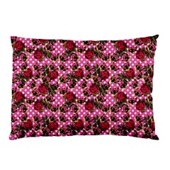 Lazy Cat Floral Pattern Pink Polka Pillow Case by snowwhitegirl