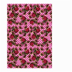 Lazy Cat Floral Pattern Pink Polka Small Garden Flag (two Sides) by snowwhitegirl